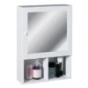 White Wood Wall Cabinet With 2 Compartments And Mirrored Door -Bathroom Furniture 2401408nl