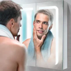 HIB Stratus 60 LED Demisting Aluminium Mirror Cabinet