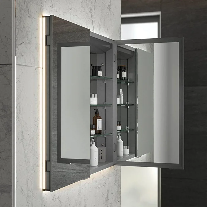 HIB Atrium 80 Semi-Recessed LED Aluminium Mirror Cabinet 3 HIB Atrium 80 Semi-Recessed LED Aluminium Mirror Cabinet