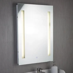 Searchlight Illuminated 2 Light Touch Bathroom Mirror With Shaver Socket -Bathroom Furniture 7450 d1