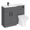 Apollo2 1100 Gloss Grey Combination Furniture Pack (excl. Pan + Cistern) W. Matt Black Handles -Bathroom Furniture ap1100gmbd3
