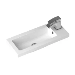 Apollo2 605mm Gloss Grey Open Shelf Compact Floor Standing Vanity Unit W. Matt Black Handle -Bathroom Furniture apc2gfs6smbd1