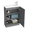 Apollo2 605mm Gloss Grey Open Shelf Compact Floor Standing Vanity Unit W. Matt Black Handle -Bathroom Furniture apc2gfs6smbd2