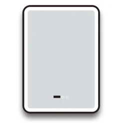 Arezzo Matt Black 500 X 700mm Rectangular LED Illuminated Anti-Fog Bathroom Mirror With Time Display -Bathroom Furniture arzim01mb d3