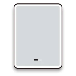 Arezzo Matt Black 600 X 800mm Rectangular LED Illuminated Anti-Fog Bathroom Mirror With Time Display -Bathroom Furniture arzim02mb d3