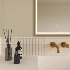 Arezzo Brushed Brass 500 X 700mm Rectangular LED Illuminated Anti-Fog Bathroom Mirror 10 Arezzo Brushed Brass 500 X 700mm Rectangular LED Illuminated Anti-Fog Bathroom Mirror -Bathroom Furniture arzim06bb d1