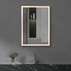 Arezzo Brushed Brass 500 X 700mm Rectangular LED Illuminated Anti-Fog Bathroom Mirror 12 Arezzo Brushed Brass 500 X 700mm Rectangular LED Illuminated Anti-Fog Bathroom Mirror -Bathroom Furniture arzim06bb d3