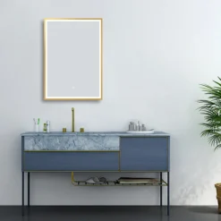 Arezzo Brushed Brass 500 X 700mm Rectangular LED Illuminated Anti-Fog Bathroom Mirror 13 Arezzo Brushed Brass 500 X 700mm Rectangular LED Illuminated Anti-Fog Bathroom Mirror -Bathroom Furniture arzim06bb d5