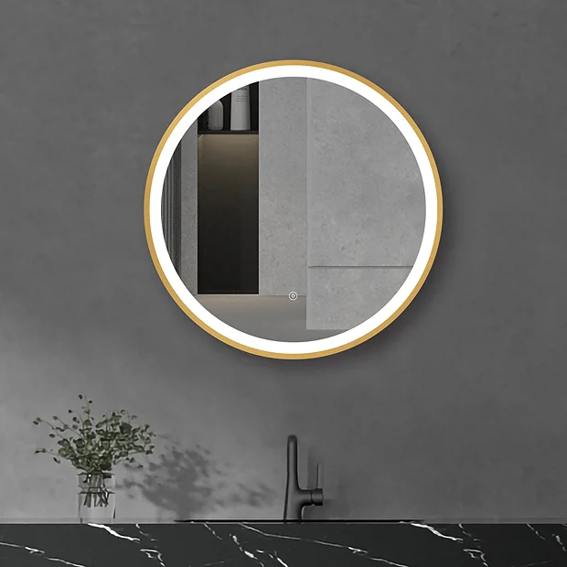 Arezzo Brushed Brass 600mm Round LED Illuminated Anti-Fog Bathroom Mirror 7 Arezzo Brushed Brass 600mm Round LED Illuminated Anti-Fog Bathroom Mirror - Image 5