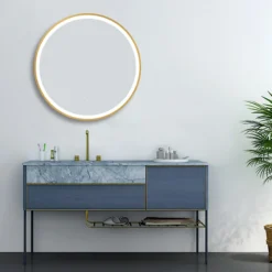 Arezzo Brushed Brass 700mm Round LED Illuminated Anti-Fog Bathroom Mirror -Bathroom Furniture arzim09bb d3