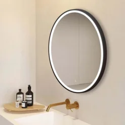 Arezzo Matt Black 700mm Round LED Illuminated Anti-Fog Bathroom Mirror 9 Arezzo Matt Black 700mm Round LED Illuminated Anti-Fog Bathroom Mirror -Bathroom Furniture arzim09mb d2