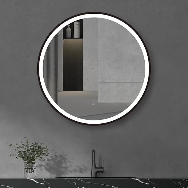 Arezzo Matt Black 700mm Round LED Illuminated Anti-Fog Bathroom Mirror 4 Arezzo Matt Black 700mm Round LED Illuminated Anti-Fog Bathroom Mirror - Image 2
