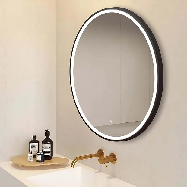 Arezzo Matt Black 800mm Round LED Illuminated Anti-Fog Bathroom Mirror 6 Arezzo Matt Black 800mm Round LED Illuminated Anti-Fog Bathroom Mirror - Image 4