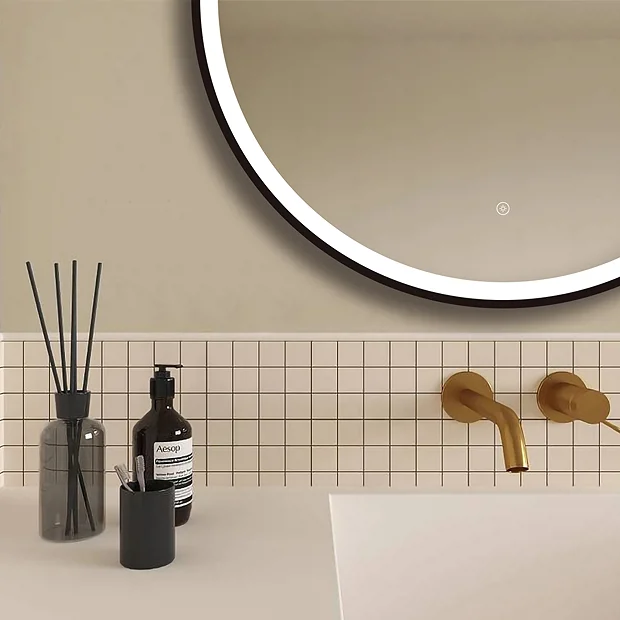Arezzo Matt Black 800mm Round LED Illuminated Anti-Fog Bathroom Mirror 3 Arezzo Matt Black 800mm Round LED Illuminated Anti-Fog Bathroom Mirror