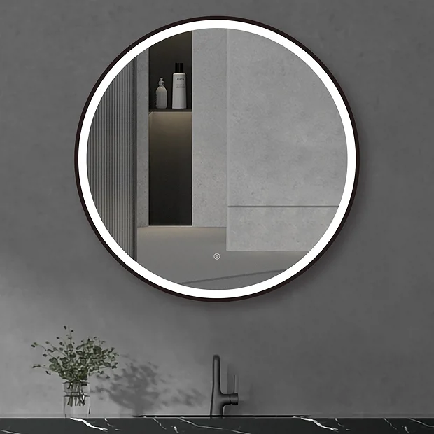 Arezzo Matt Black 800mm Round LED Illuminated Anti-Fog Bathroom Mirror 4 Arezzo Matt Black 800mm Round LED Illuminated Anti-Fog Bathroom Mirror - Image 2