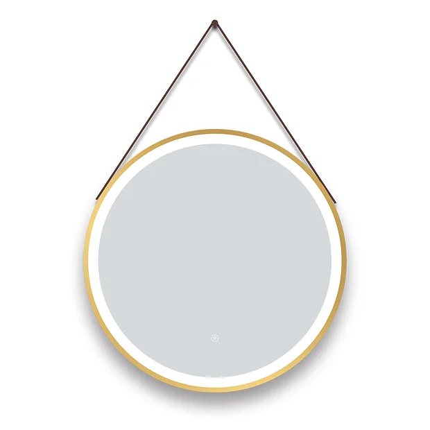 Arezzo Brushed Brass Hanging 600mm Round LED Illuminated Anti-Fog Bathroom Mirror 5 Arezzo Brushed Brass Hanging 600mm Round LED Illuminated Anti-Fog Bathroom Mirror - Image 3