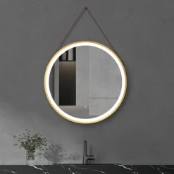 Arezzo Brushed Brass Hanging 600mm Round LED Illuminated Anti-Fog Bathroom Mirror 9 Arezzo Brushed Brass Hanging 600mm Round LED Illuminated Anti-Fog Bathroom Mirror -Bathroom Furniture arzim11bb d2