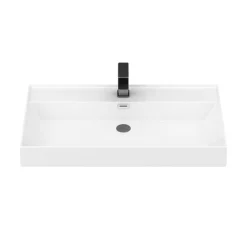 Arezzo Countertop Basin Unit - Concrete-Effect With Black Frame - 1000mm Inc. Basin