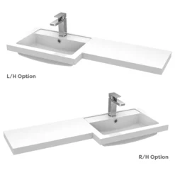 Arezzo 1000 Matt Grey Combination Furniture Pack (Matt Black Flush & Handles) -Bathroom Furniture az10lgmb n d1