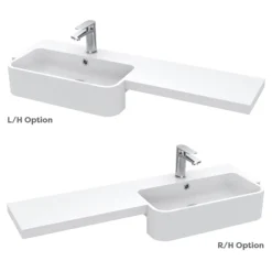 Arezzo 1100 Matt Grey Semi-Recessed Round Combination Vanity Unit (Matt Black Flush & Handles) -Bathroom Furniture az11gmb d6