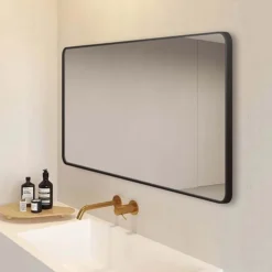 Arezzo Matt Black Framed Bathroom Mirror - 1400 X 700mm -Bathroom Furniture az147cvmb d2