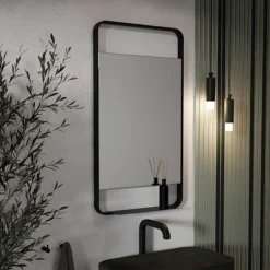Arezzo Matt Black 550 X 1000mm Mirror With Shelf 8 Arezzo Matt Black 550 X 1000mm Mirror With Shelf -Bathroom Furniture az55100mb d1