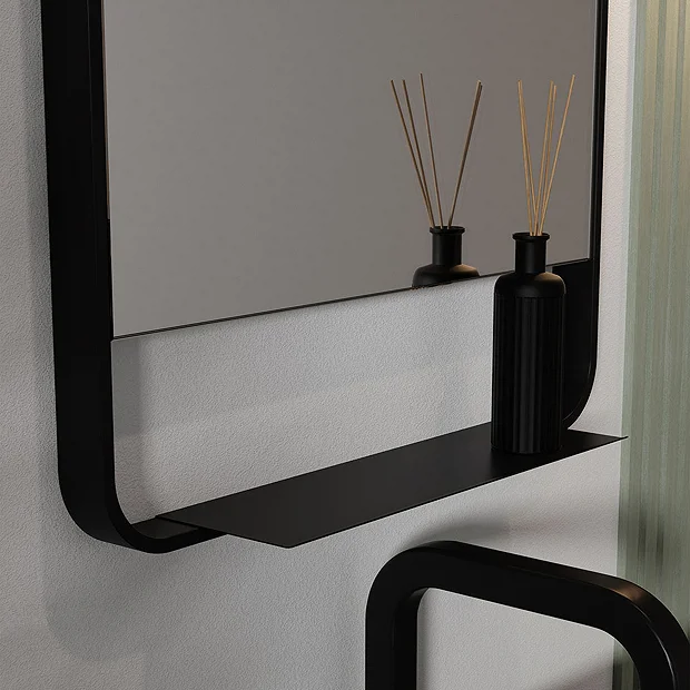 Arezzo Matt Black 550 X 1000mm Mirror With Shelf 3 Arezzo Matt Black 550 X 1000mm Mirror With Shelf