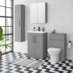 Arezzo 500 Matt Grey WC Unit With Cistern + Modern Pan -Bathroom Furniture az5wcg nd4