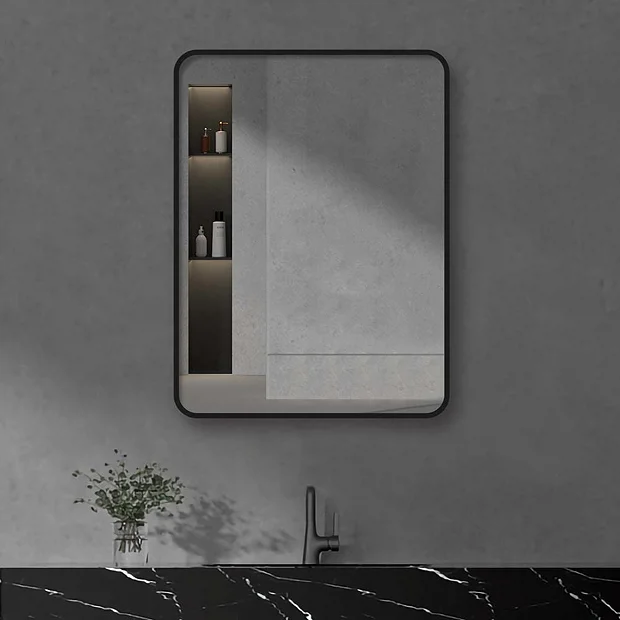 Arezzo Matt Black 800 X 600 Rectangular Mirror 4 Arezzo Matt Black 800 X 600 Rectangular Mirror - Image 2