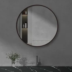 Arezzo Matt Black 700mm Round Mirror -Bathroom Furniture az7brm d3