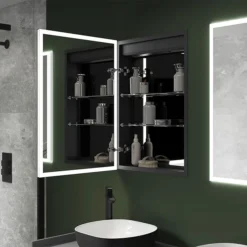 Arezzo 500 X 700mm Recessed LED Illuminated Bathroom Mirror Cabinet With Shaver Socket & Anti-Fog 9 Arezzo 500 X 700mm Recessed LED Illuminated Bathroom Mirror Cabinet With Shaver Socket & Anti-Fog -Bathroom Furniture az8920mb d2