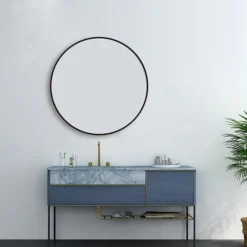 Arezzo Matt Black 800mm Round Mirror -Bathroom Furniture az8brm d1n