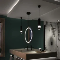 Arezzo Matt Black 600mm Hanging LED Illuminated Bathroom Mirror With Infrared Sensor & Anti-Fog 7 Arezzo Matt Black 600mm Hanging LED Illuminated Bathroom Mirror With Infrared Sensor & Anti-Fog -Bathroom Furniture az9203mb d1