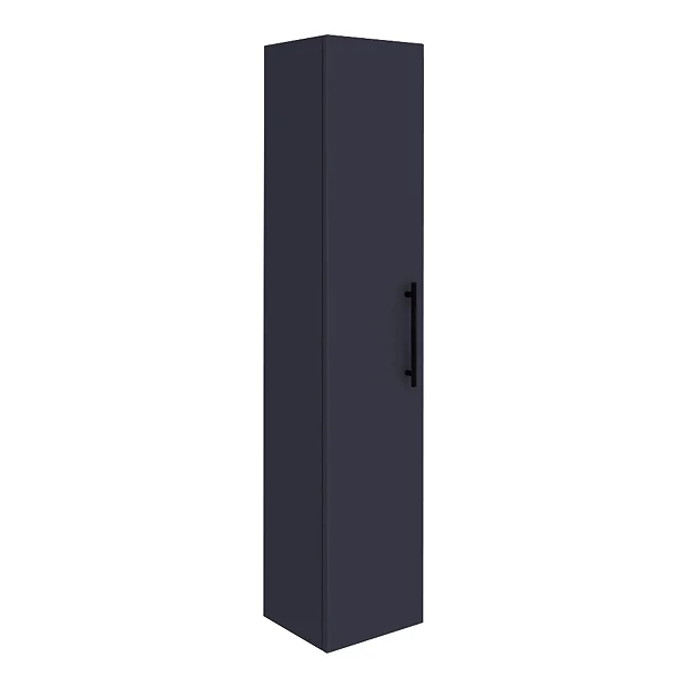 Arezzo Wall Hung Tall Storage Cabinet - Matt Blue - With Industrial Style Black Handle 4 Arezzo Wall Hung Tall Storage Cabinet - Matt Blue - With Industrial Style Black Handle - Image 2
