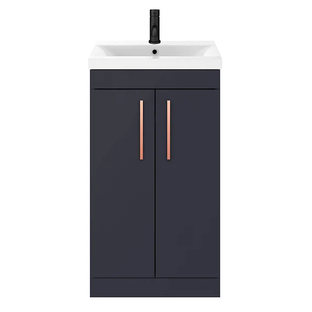 Arezzo 500 Matt Blue Floor Standing Vanity Unit With Rose Gold Handles 6 Arezzo 500 Matt Blue Floor Standing Vanity Unit With Rose Gold Handles - Image 4