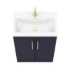 Arezzo 600 Matt Blue Floor Standing Vanity Unit With Brushed Brass Handles 1 Arezzo 600 Matt Blue Floor Standing Vanity Unit With Brushed Brass Handles -Bathroom Furniture azb6fsvbbd6