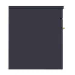 Arezzo Wall Hung Countertop Vanity Unit - Matt Blue - 600mm With Brushed Brass Handle