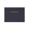 Arezzo Wall Hung Countertop Vanity Unit - Matt Blue - 600mm With White Worktop & Brushed Brass Handle 1 Arezzo Wall Hung Countertop Vanity Unit - Matt Blue - 600mm With White Worktop & Brushed Brass Handle -Bathroom Furniture azb6whwbbw d7