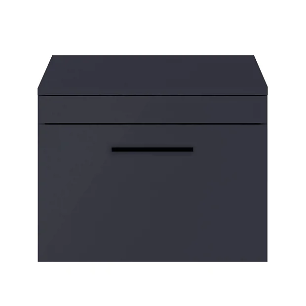 Arezzo Wall Hung Countertop Vanity Unit - Matt Blue - 600mm With Matt Black Handle 6 Arezzo Wall Hung Countertop Vanity Unit - Matt Blue - 600mm With Matt Black Handle - Image 4