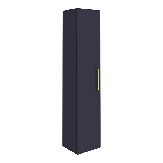 Arezzo Blue Floor Standing Vanity Unit, Tall Cabinet + Toilet Pack With Brass Handles 8 Arezzo Blue Floor Standing Vanity Unit, Tall Cabinet + Toilet Pack With Brass Handles - Image 6