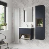 Arezzo Senza 1400mm Matt Blue / Vicenza Oak Wall Hung Tall Unit -Bathroom Furniture azbluvot d1