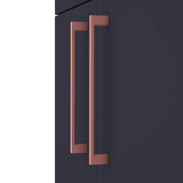 Arezzo Blue Floor Standing Vanity Unit, Tall Cabinet + Toilet Pack With Rose Gold Handles 7 Arezzo Blue Floor Standing Vanity Unit, Tall Cabinet + Toilet Pack With Rose Gold Handles - Image 5