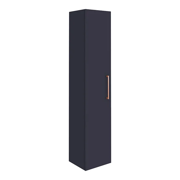 Arezzo Blue Floor Standing Vanity Unit, Tall Cabinet + Toilet Pack With Rose Gold Handles 8 Arezzo Blue Floor Standing Vanity Unit, Tall Cabinet + Toilet Pack With Rose Gold Handles - Image 6