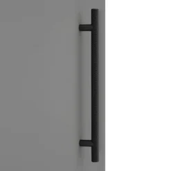 Arezzo Wall Hung Tall Storage Cabinet - Matt Grey - With Industrial Style Matt Black Handle -Bathroom Furniture azg14whcbkisd1