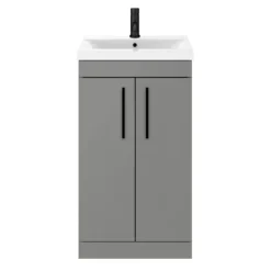 Arezzo 500 Matt Grey Floor Standing Vanity Unit With Matt Black Handles 12 Arezzo 500 Matt Grey Floor Standing Vanity Unit With Matt Black Handles -Bathroom Furniture azg5fsvbk detail1