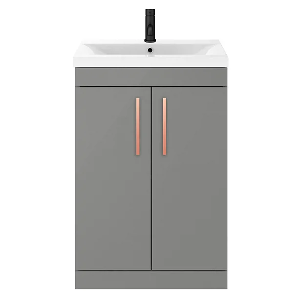 Arezzo 600 Matt Grey Floor Standing Vanity Unit With Rose Gold Handles 6 Arezzo 600 Matt Grey Floor Standing Vanity Unit With Rose Gold Handles - Image 4