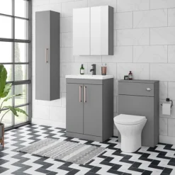 Arezzo 600 Matt Grey Floor Standing Vanity Unit With Rose Gold Handles 13 Arezzo 600 Matt Grey Floor Standing Vanity Unit With Rose Gold Handles -Bathroom Furniture azg6fsvrg d4