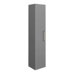 Arezzo Grey Floor Standing Vanity Unit, Tall Cabinet + Toilet Pack With Brass Handles -Bathroom Furniture azgbrfsp1 nd6