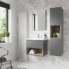 Arezzo Senza 1400mm Matt Grey / Vicenza Oak Wall Hung Tall Unit 2 Arezzo Senza 1400mm Matt Grey / Vicenza Oak Wall Hung Tall Unit -Bathroom Furniture azgrevot d1