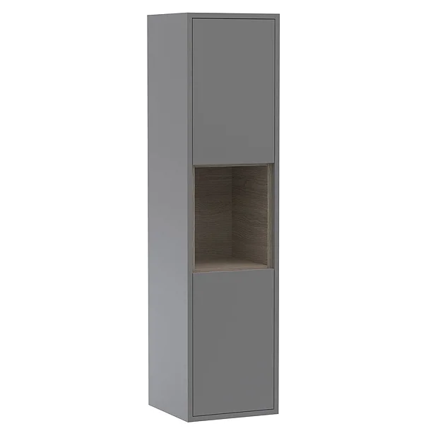 Arezzo Senza 1400mm Matt Grey / Vicenza Oak Wall Hung Tall Unit 4 Arezzo Senza 1400mm Matt Grey / Vicenza Oak Wall Hung Tall Unit - Image 2